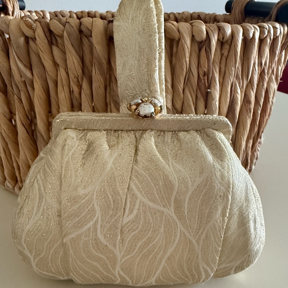 Vintage Gold wristlet evening bag